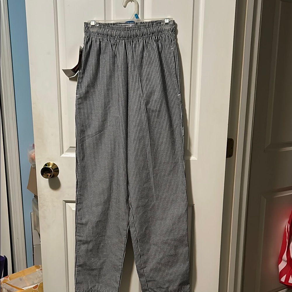 Chef works Black and White Checkered Pants size XS new